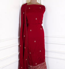 Organza Maroon Unstitched Suit