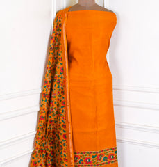 Maheshwari Cotton Mustard Yellow Unstitched Suit