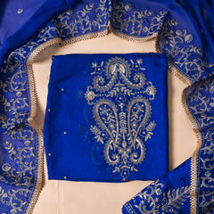 Organza Blue Unstitched Suit