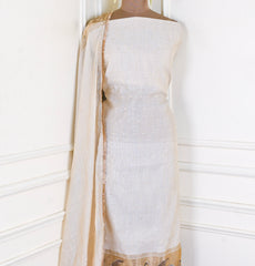 Mul Cotton Off-White Unstitched Suit