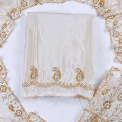 Shimmer Beige Unstitched Suit