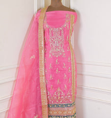 Glass Shimmer Pink Unstitched Suit