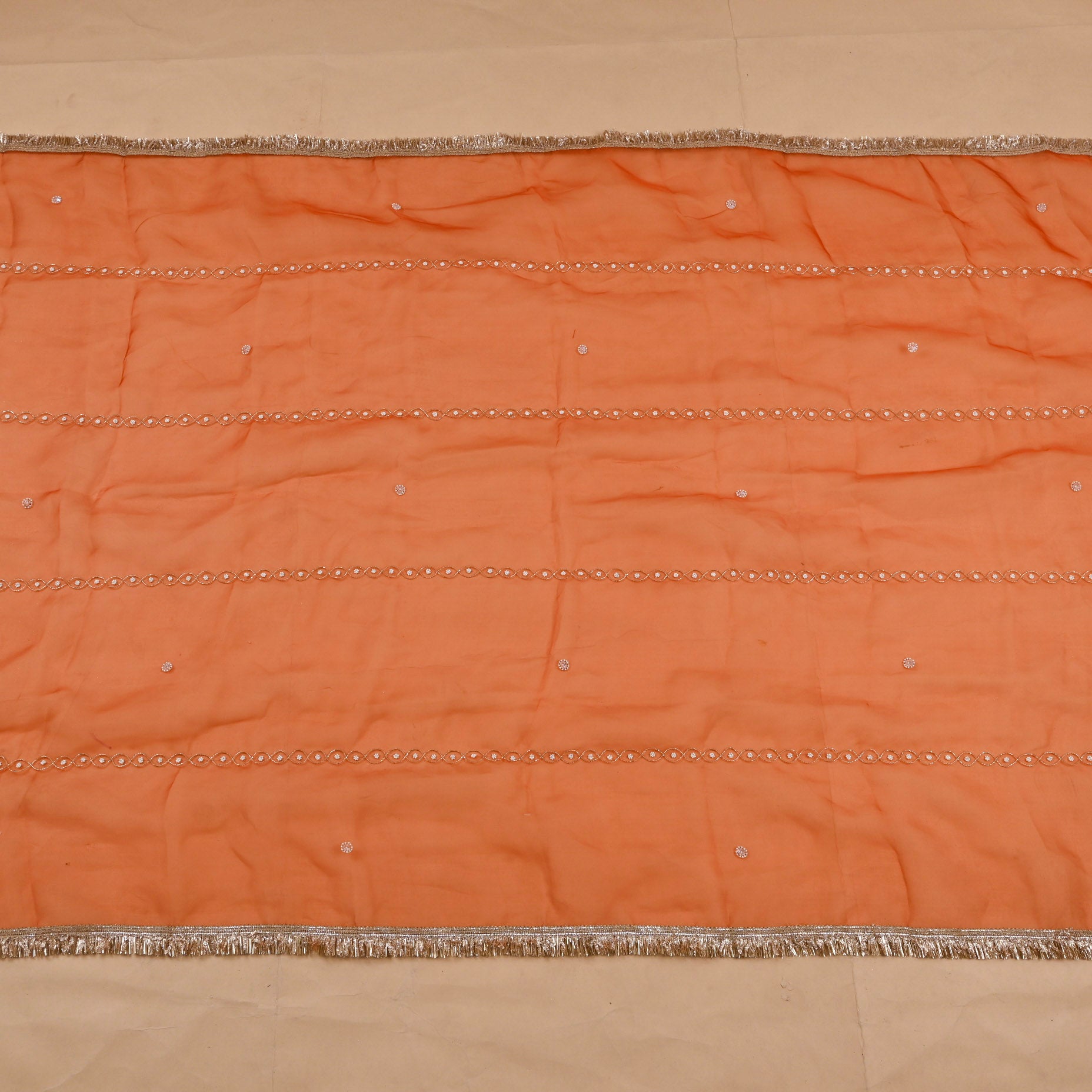 Organza Rust Unstitched Suit