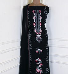 Georgette Black Unstitched Suit