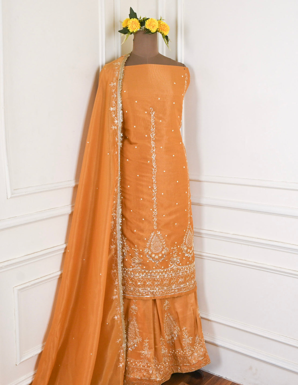 Shimmer Yellow Unstitched Lehenga Suit