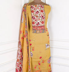 Mul Cotton mustard Yellow Unstitched Suit