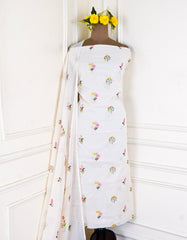 Cotton White Unstitched Suit