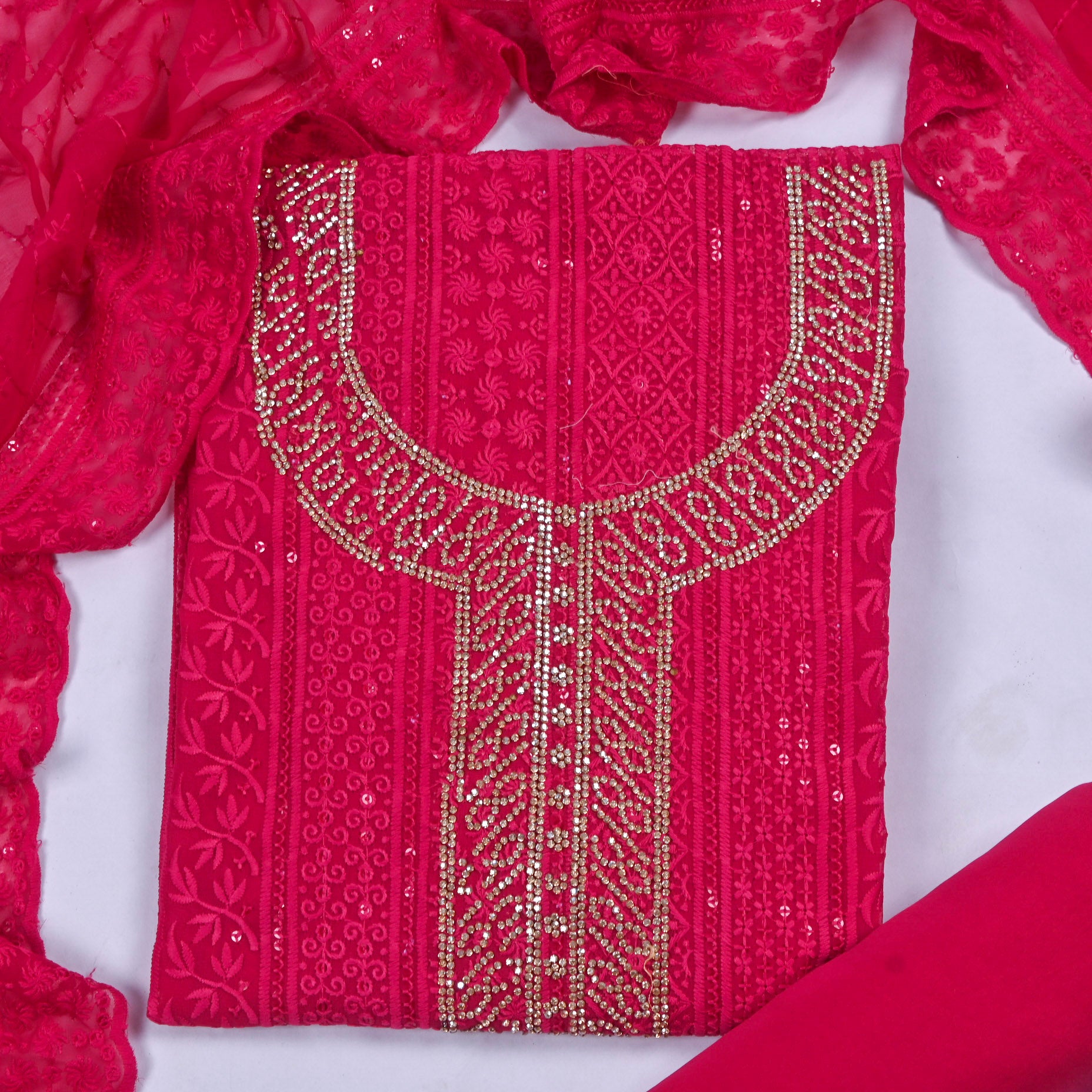 Georgette Pink Unstitched Suit