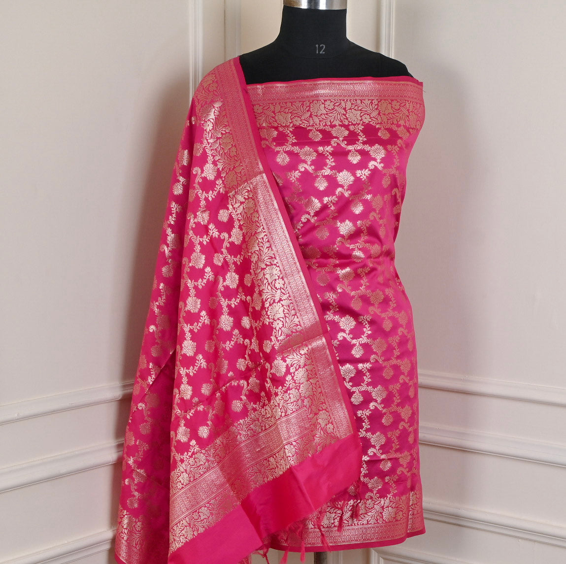 Silk Pink Unstitched Suit