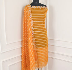Khadi Yellow Mustard Unstitched Suit