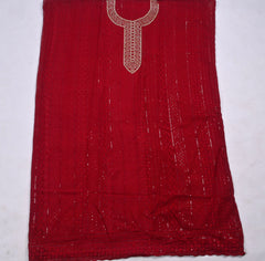 Georgette Maroon Unstitched Suit