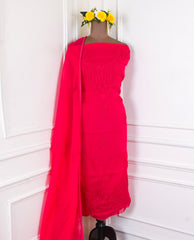 Organza Pink Unstitched Suit