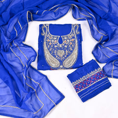 Organza Blue Unstitched Suit