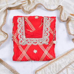 Crepe Red Stitched Lehenga Suit