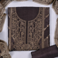 Banarasi Black Unstitched Suit
