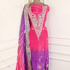 Silk Organza Double Shade Unstitched Suit