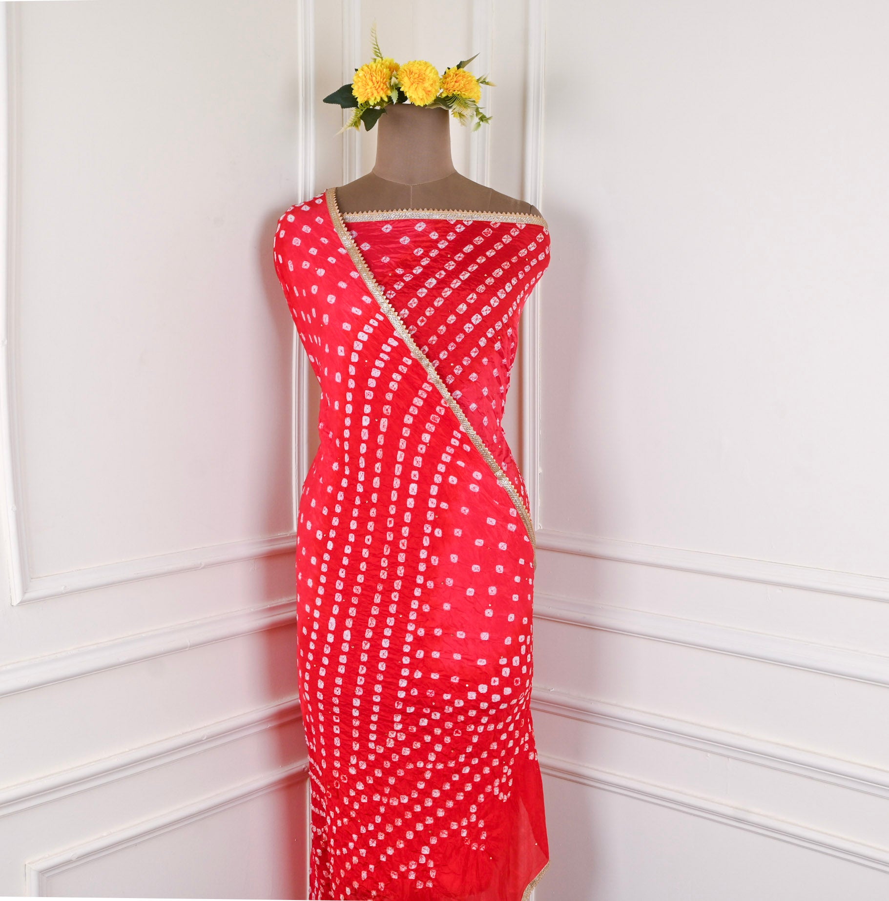 Muslin Red Unstitched Suit