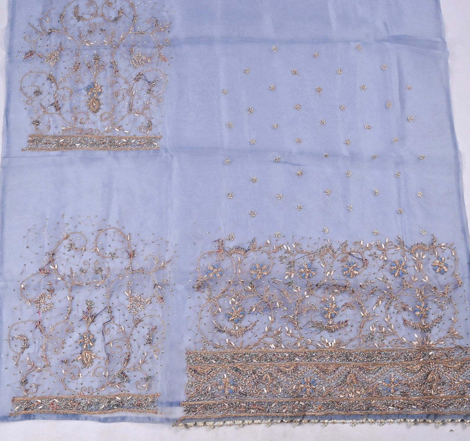 Glass Shimmer Powder Blue Unstitched Suit