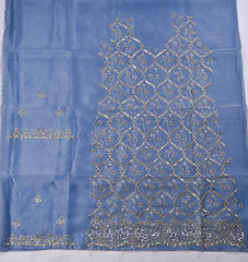 Glass Organza Powder Blue Unstitched Suit