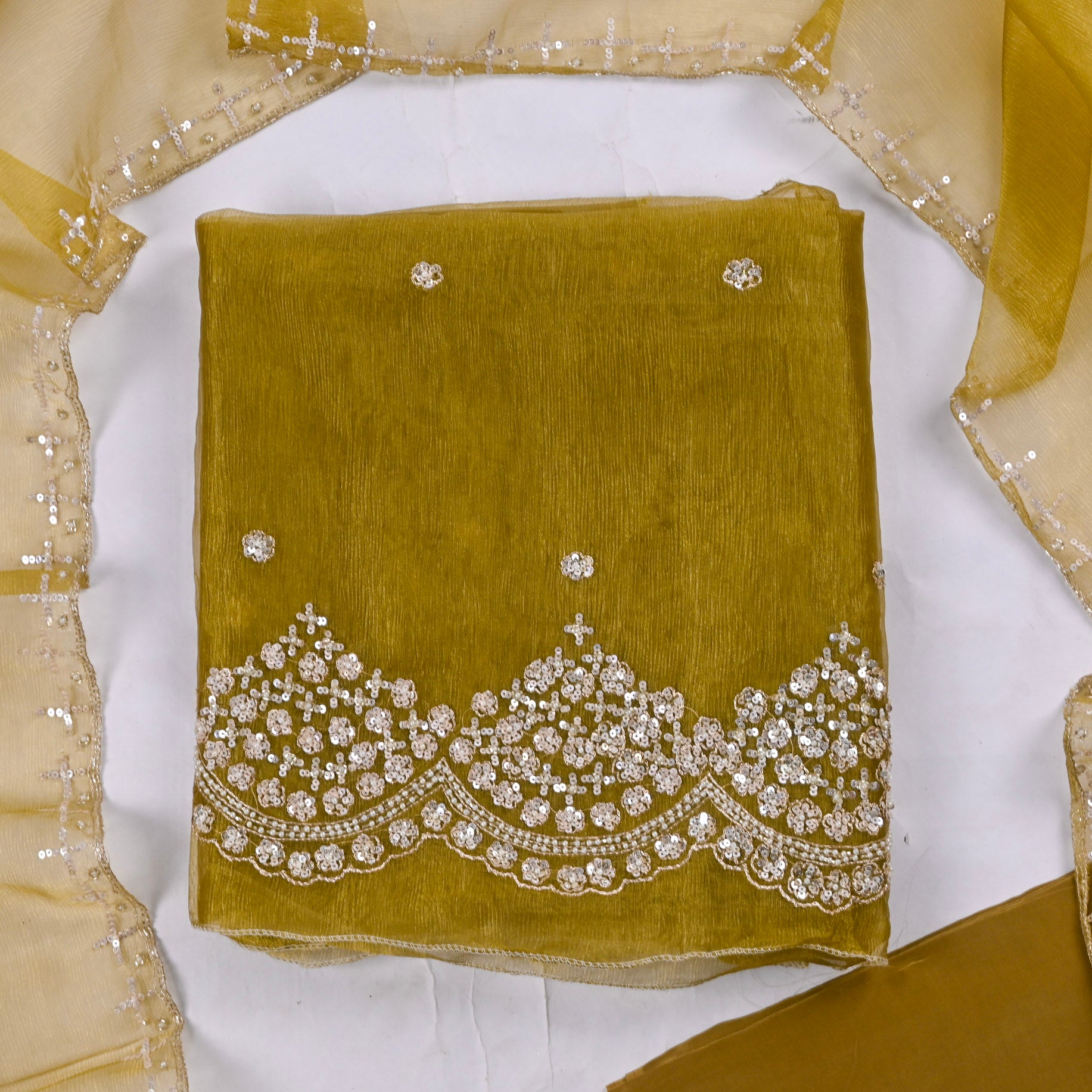 Crush Mehandi Unstitched Suit