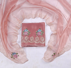 Glass Shimmer Peach Unstitched Suit