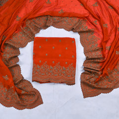 Crepe Orange Unstitched Suit