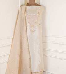 Organza Off-White Unstitched Suit