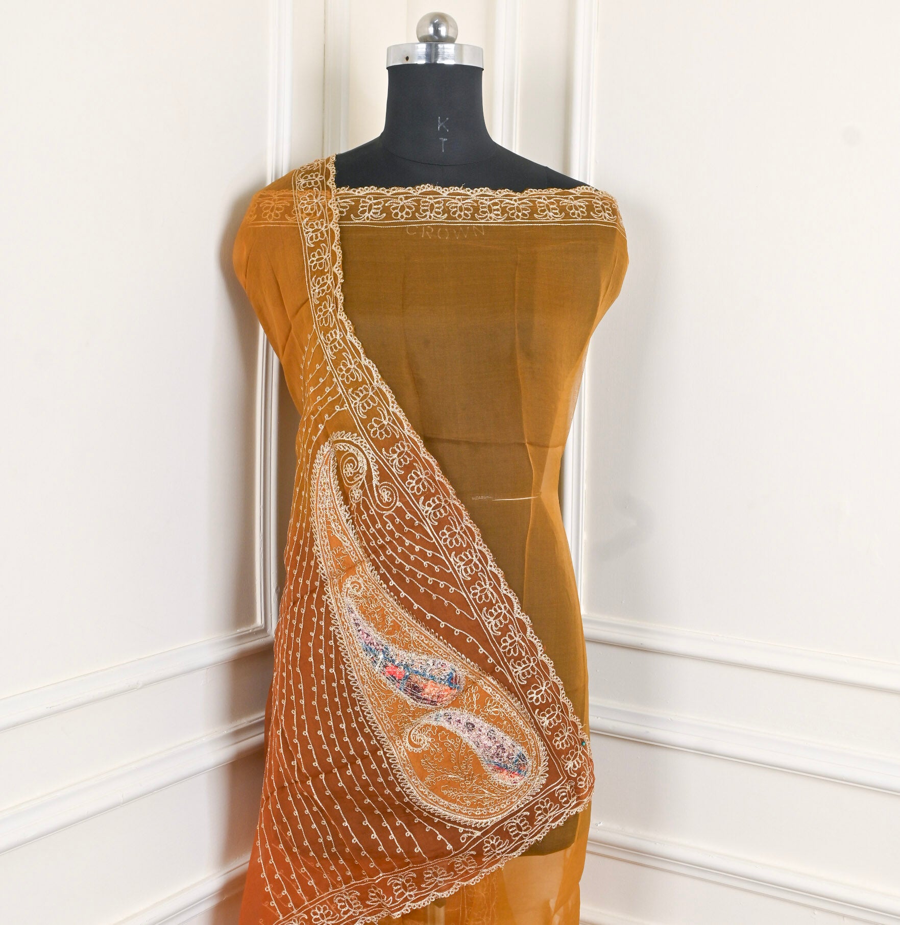 Raw Silk Orange Unstitched Suit