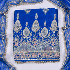 Raw Silk Blue Unstitched Suit