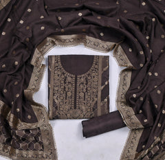 Banarasi Black Unstitched Suit