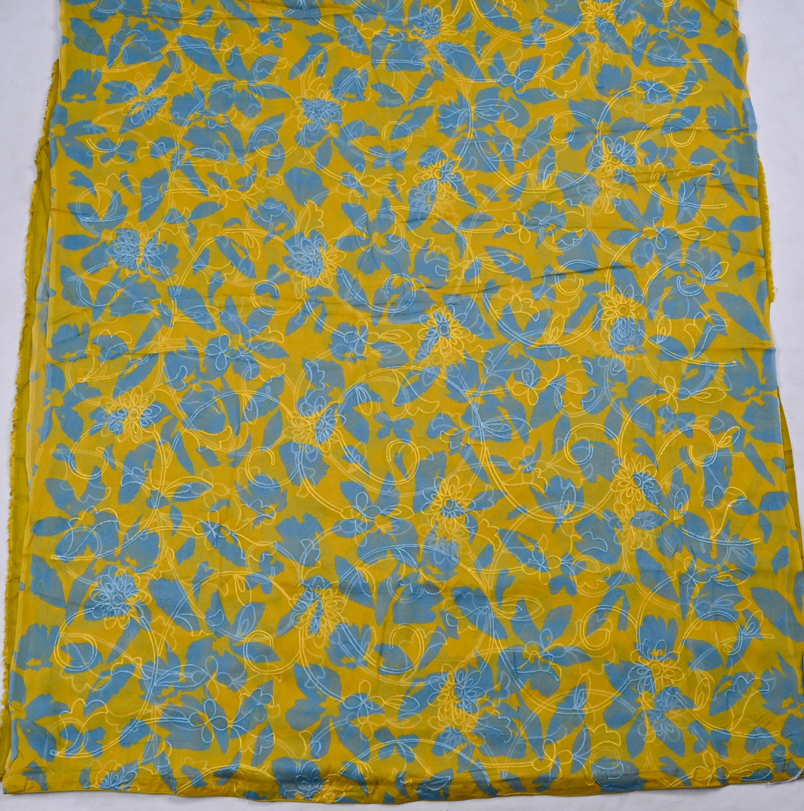 Georgette Yellow Unstitched Suit