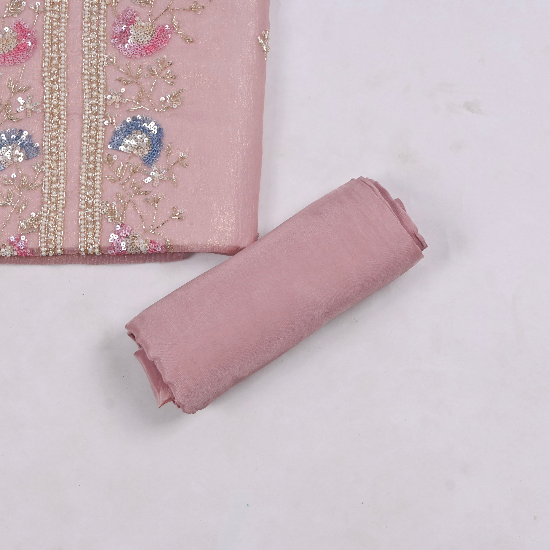 Crush Baby Pink Unstitched Suit