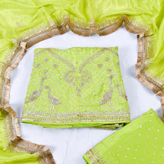 Crepe Parrot Peplum Lehenga Suit