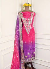 Silk Organza Double Shade Unstitched Suit