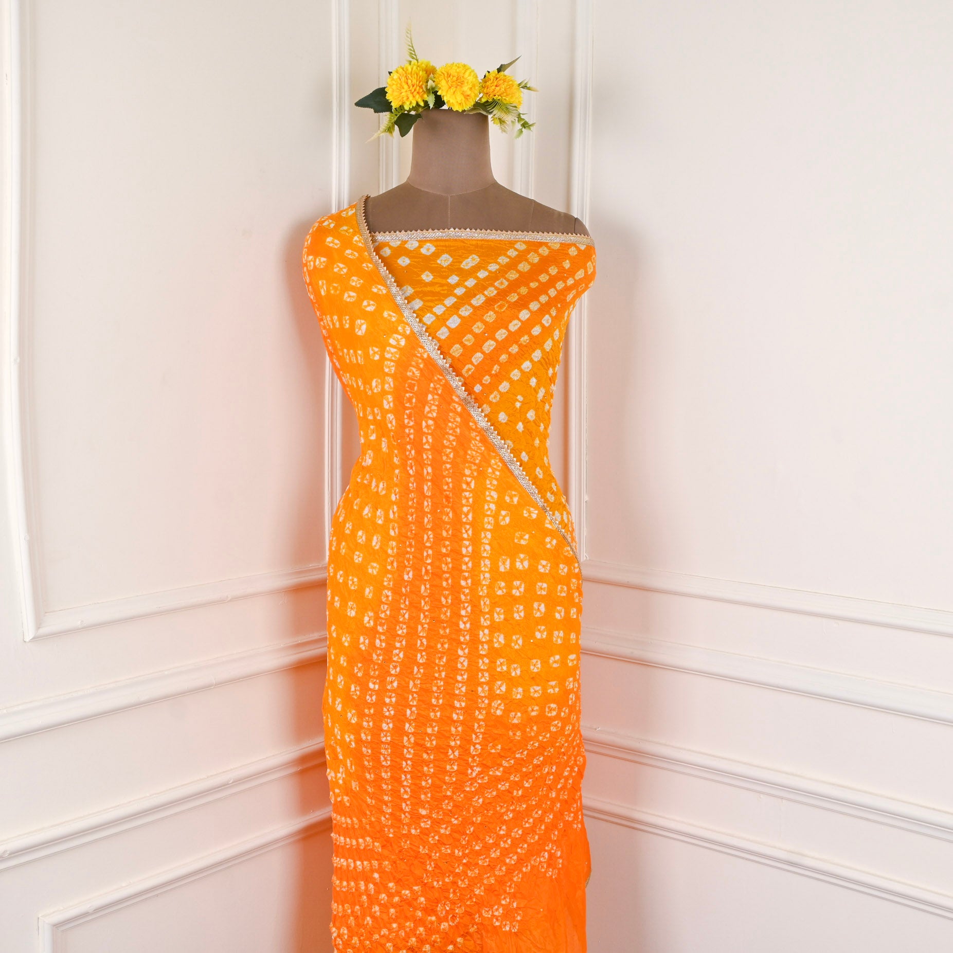 Muslin Orange Unstitched Suit