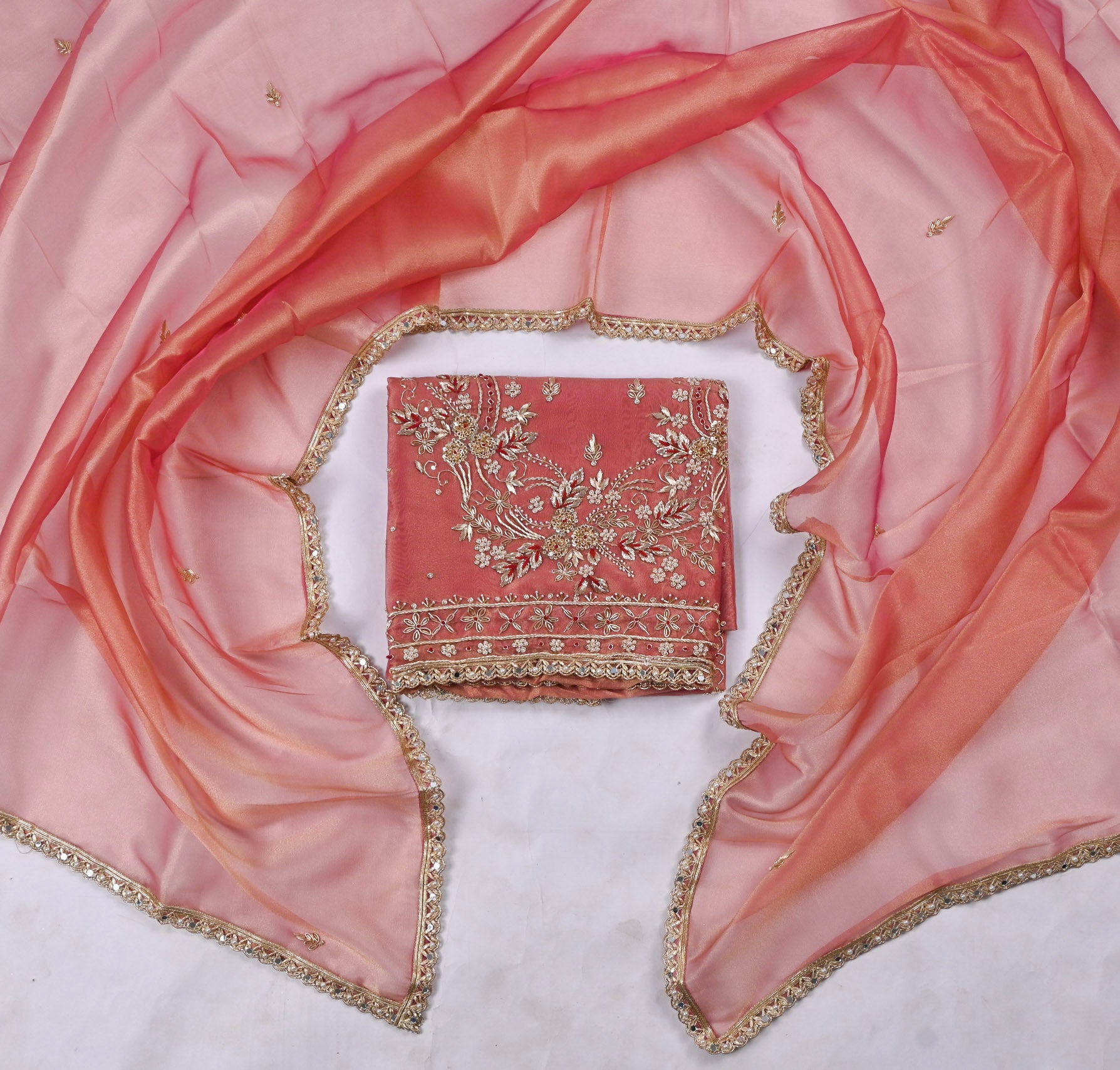 Shimmer Peach Unstitched Suit
