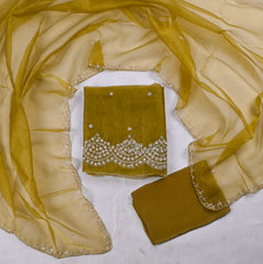 Crush Mehandi Unstitched Suit