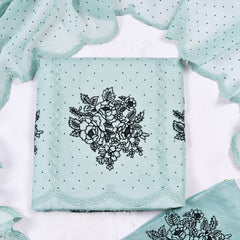 Organza Ferozi Unstitched Suit