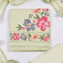 Organza Pista Green Unstitched Suit