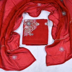 Organza Rust Unstitched Suit