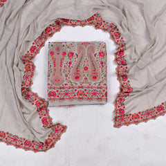 Crepe silver Unstitched Suit
