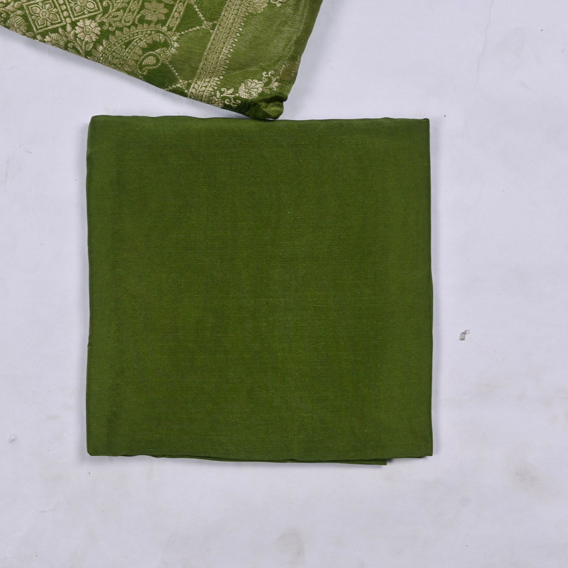 Banarasi Olive Green Unstitched Suit