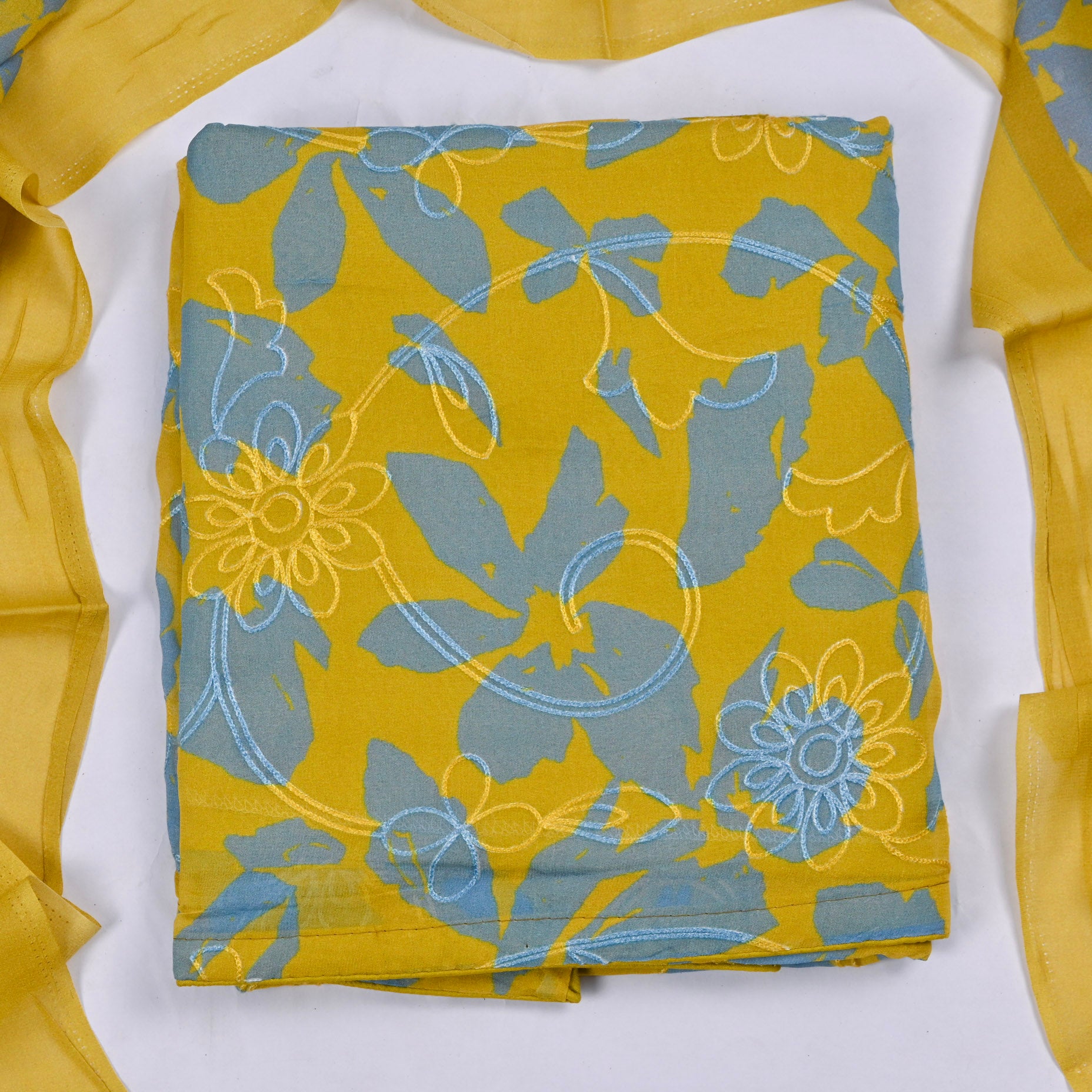 Georgette Yellow Unstitched Suit