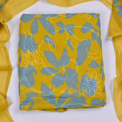 Georgette Yellow Unstitched Suit