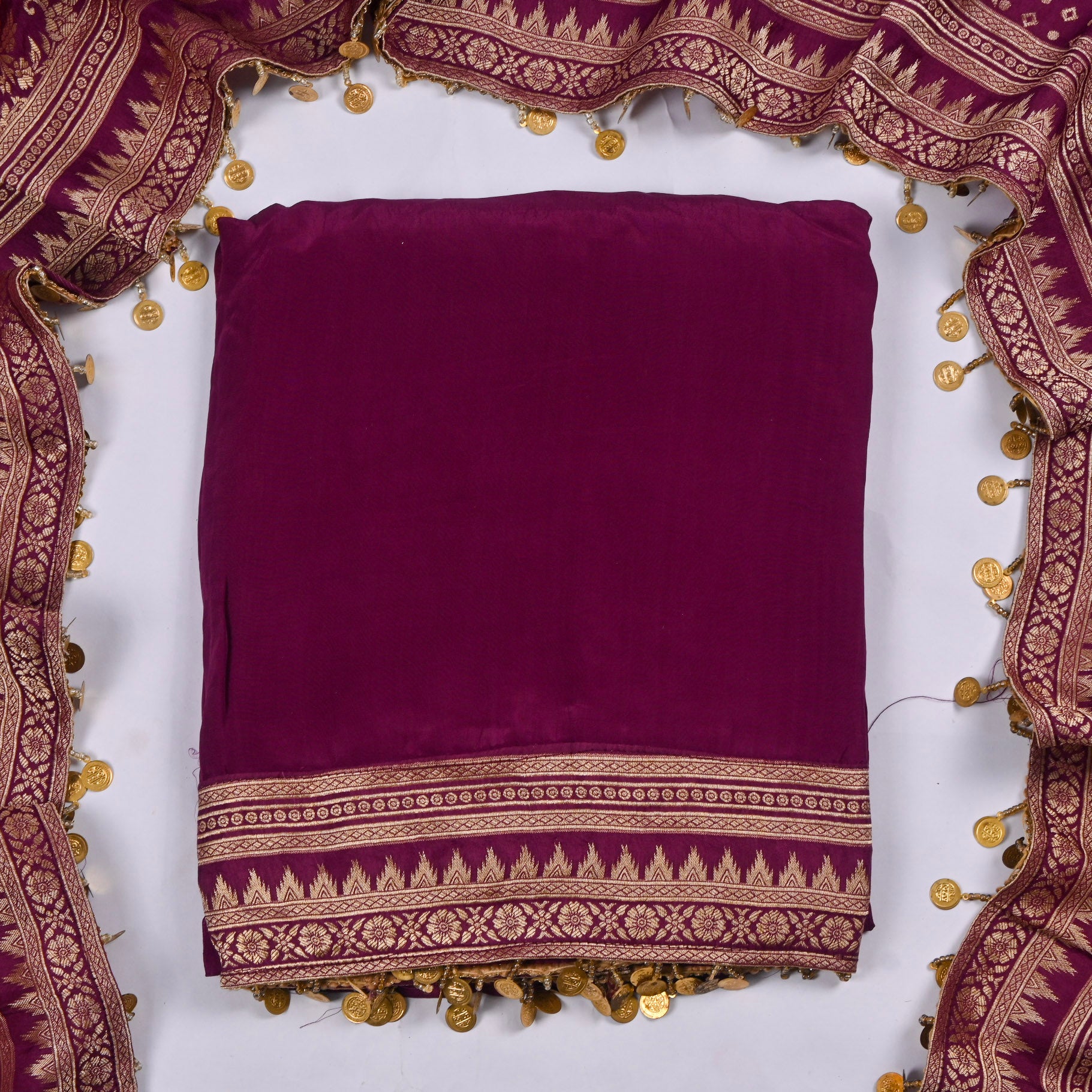 Crepe Maroon Unstitched Suit
