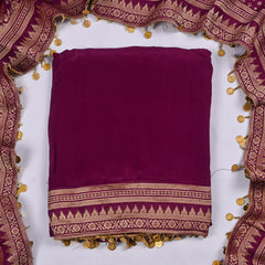 Crepe Maroon Unstitched Suit