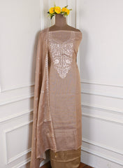 Linen Light Brown Unstitched Suit