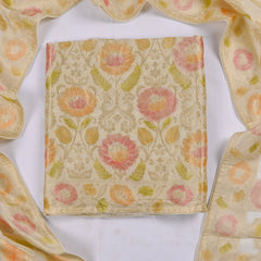 Banarasi Beige Unstitched Suit