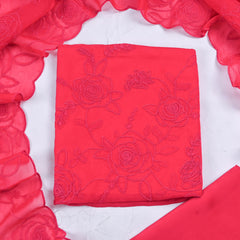 Organza Pink Unstitched Suit