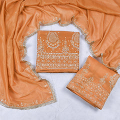 Shimmer Yellow Unstitched Lehenga Suit
